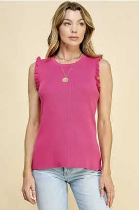 Pink Ruffle Sleeve Tank - #7378-7383