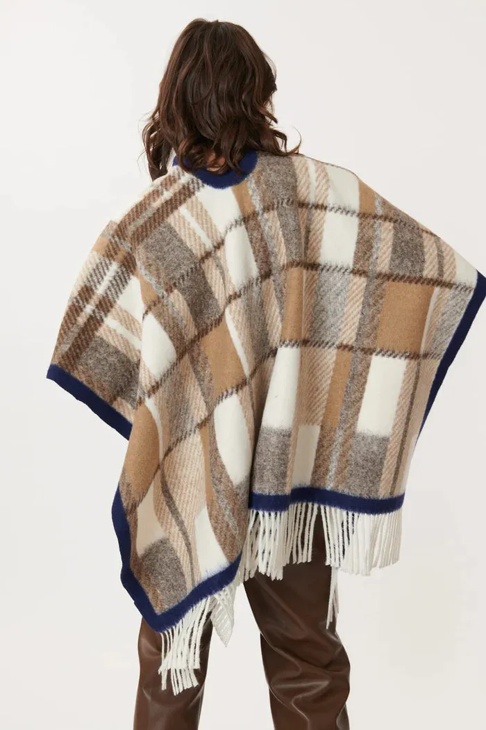 Pomme Plaid Poncho - Ochre