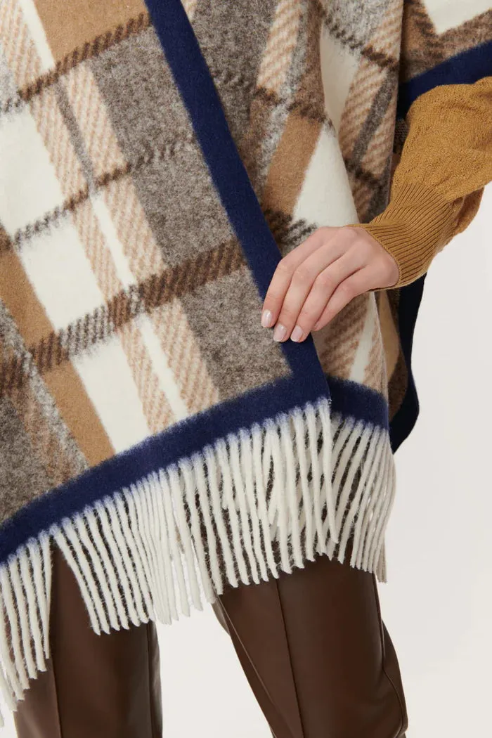 Pomme Plaid Poncho - Ochre