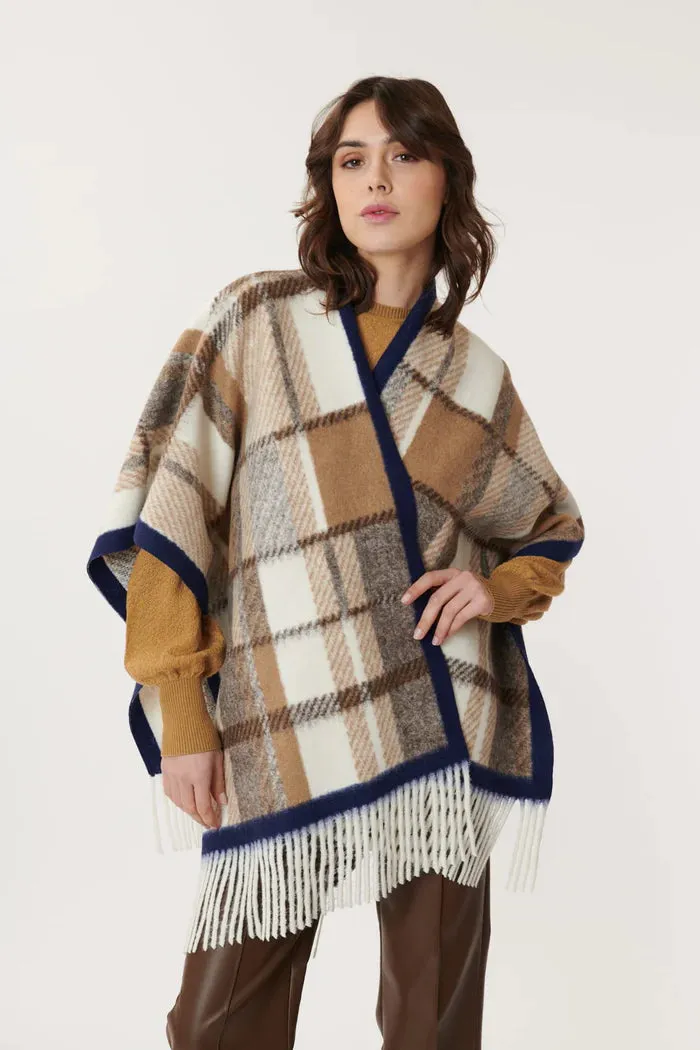 Pomme Plaid Poncho - Ochre