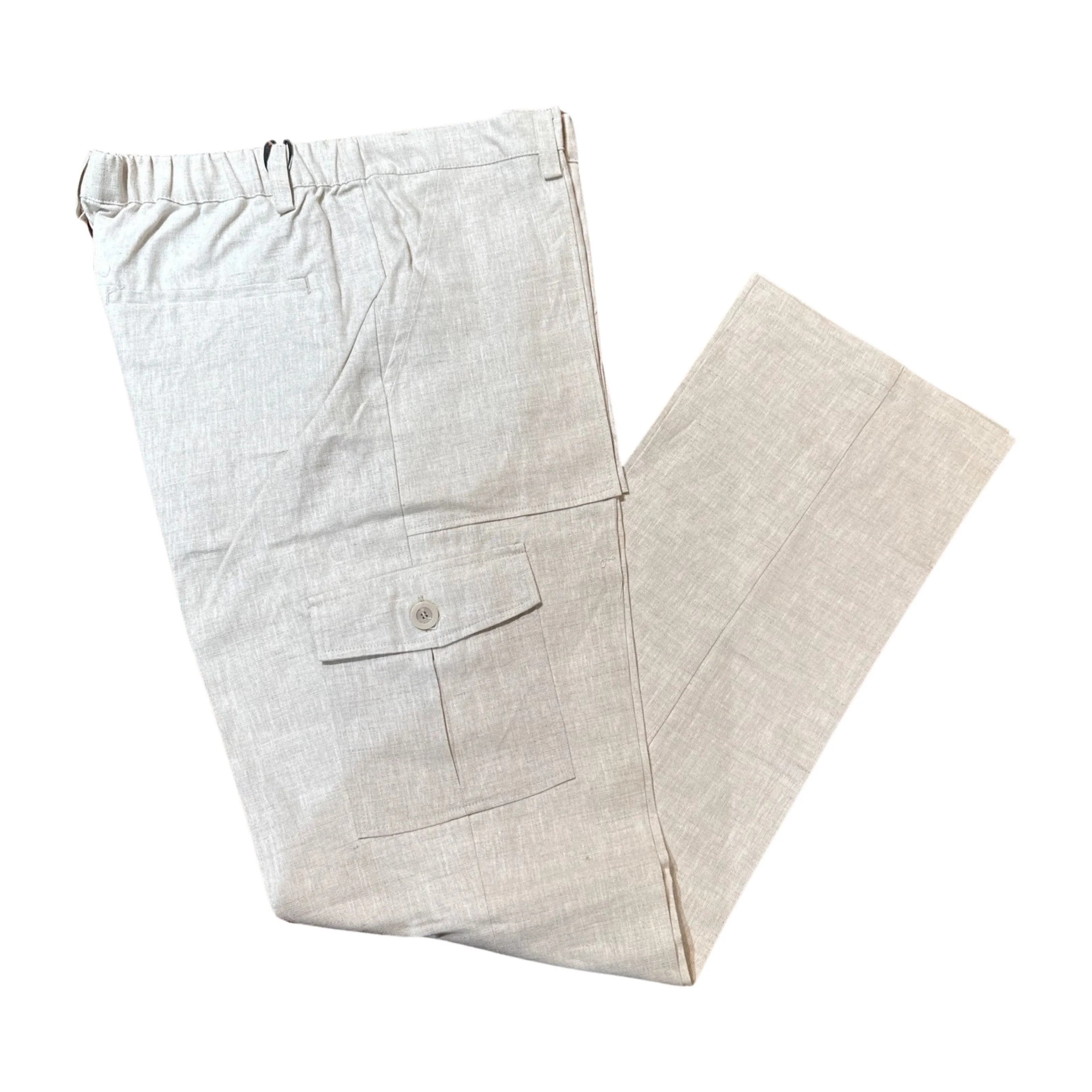 Prestige Oatmeal Cargo Linen Pants