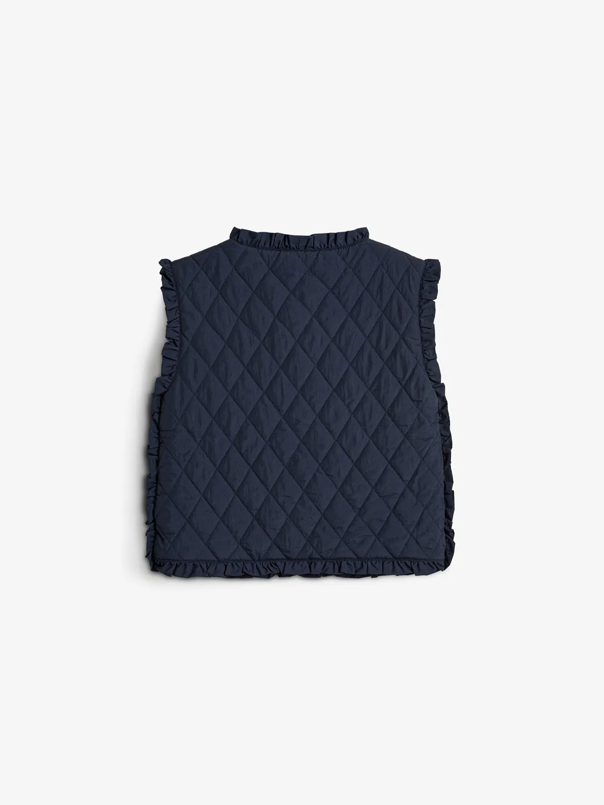 Quilted Gilet w. Frills - Tween - Navy