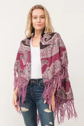 RAJ REGINA THICK STITCH EMBROIDERED PONCHO MULBERRY