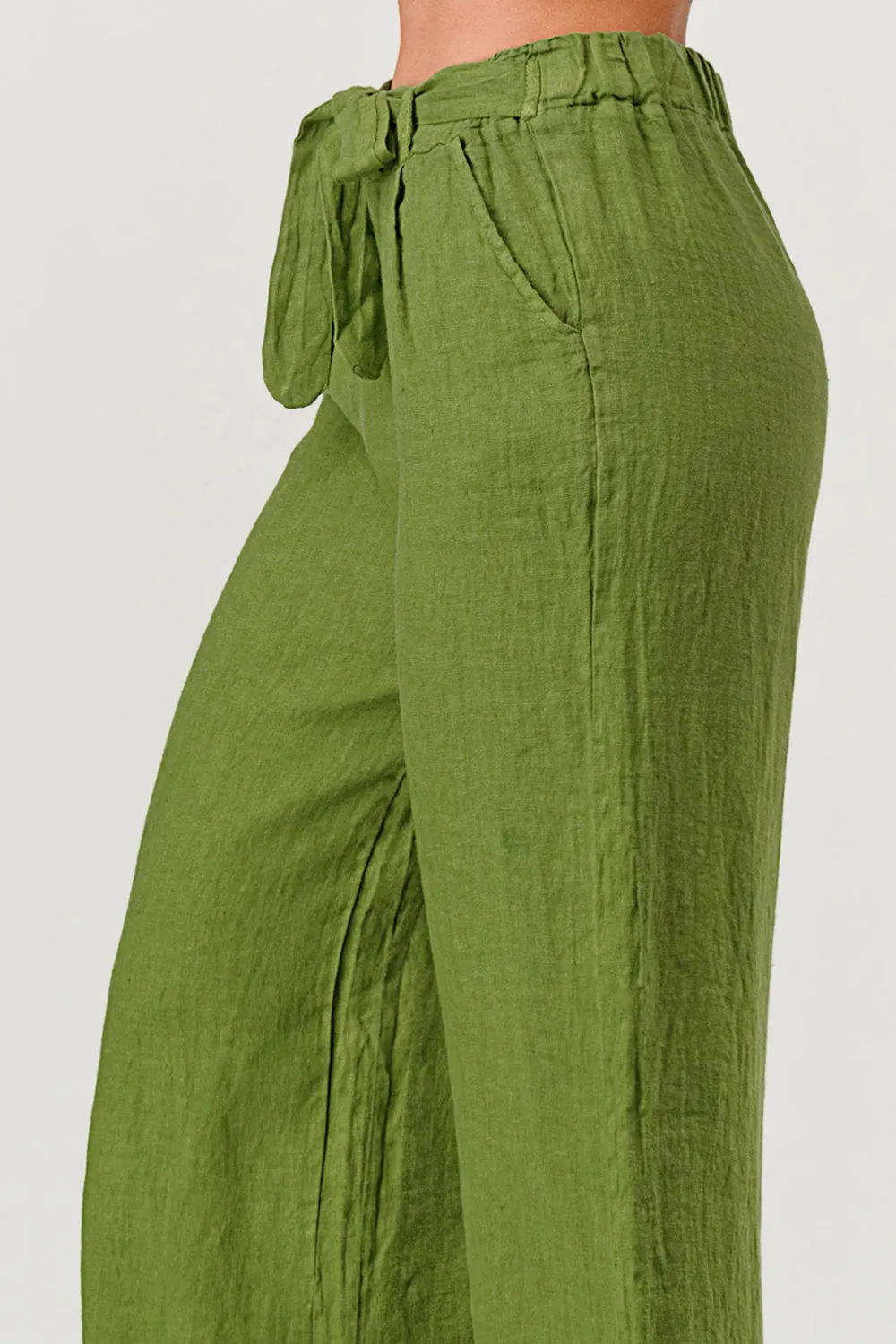 Raw Moda Linen pants Attached Belt