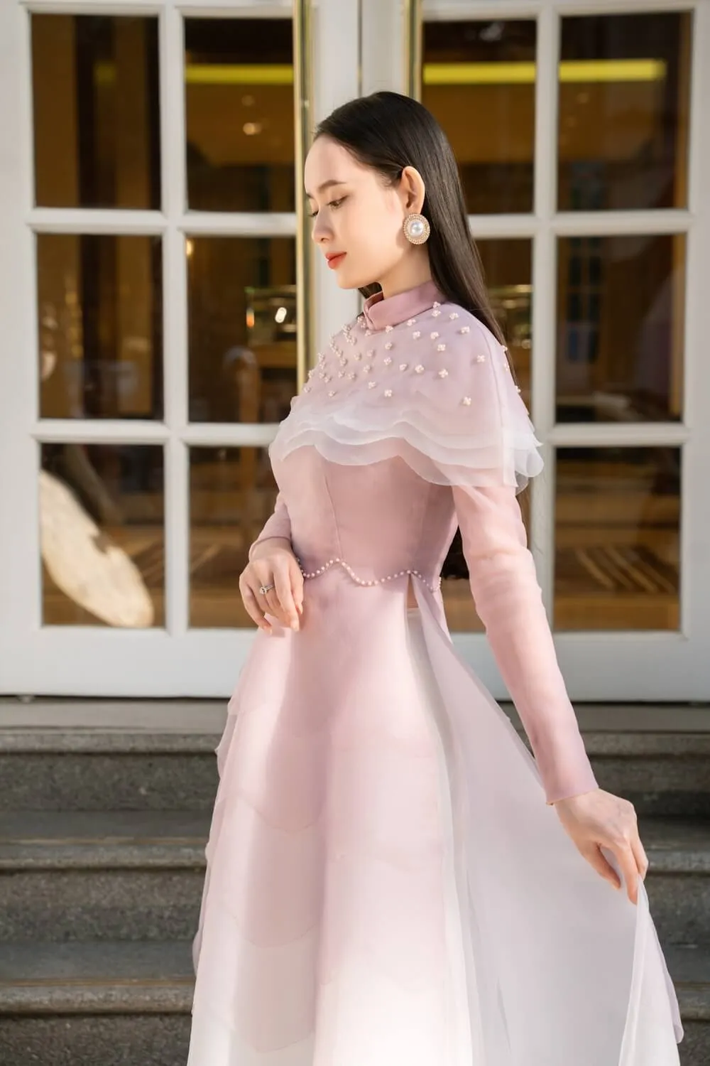 Reagan Fitted Layered Organza Long Length Ao Dai