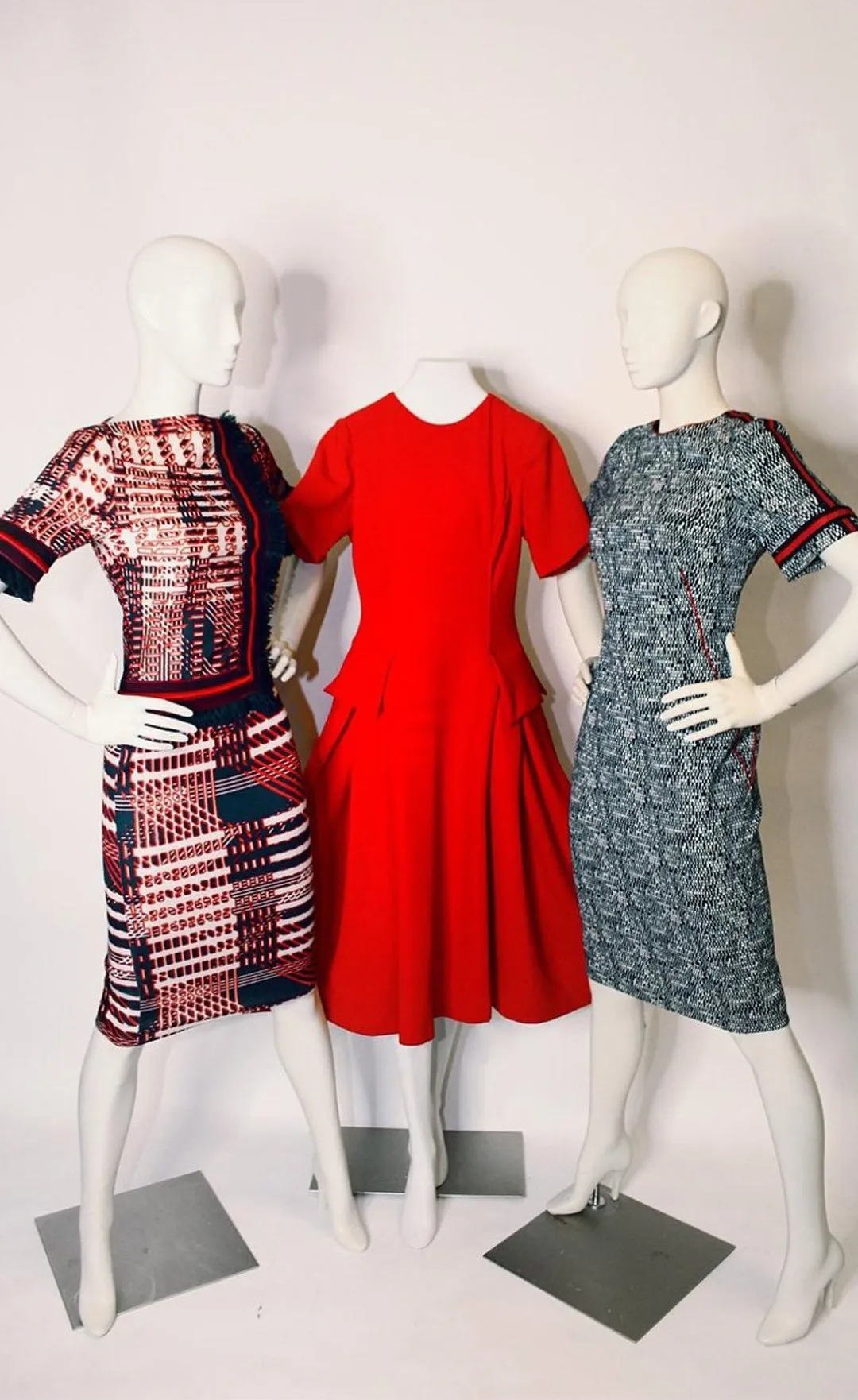 Red Camo Dress, Semi-fitted Bodice, Pleated Waist