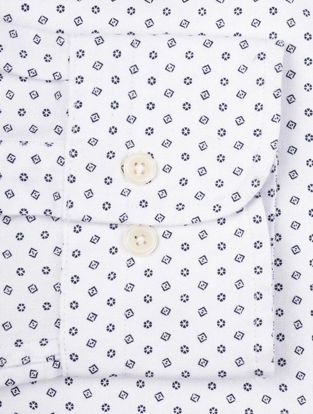 Regular Fit Micro Print Oxford Shirt White