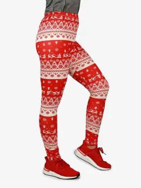 Reindeer Snowflake - Compression Tights - 1617 - Orange / Multi