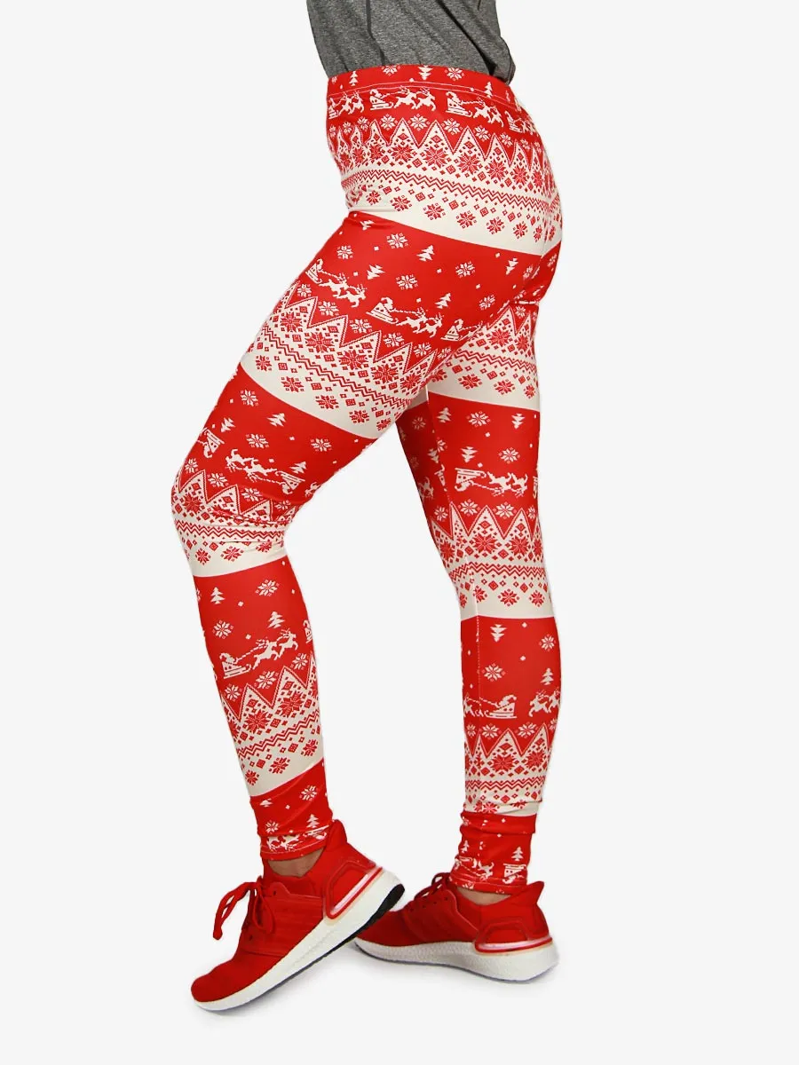 Reindeer Snowflake - Compression Tights - 1617 - Orange / Multi