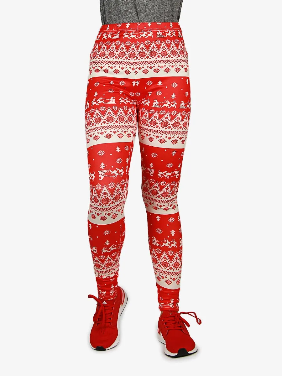 Reindeer Snowflake - Compression Tights - 1617 - Orange / Multi