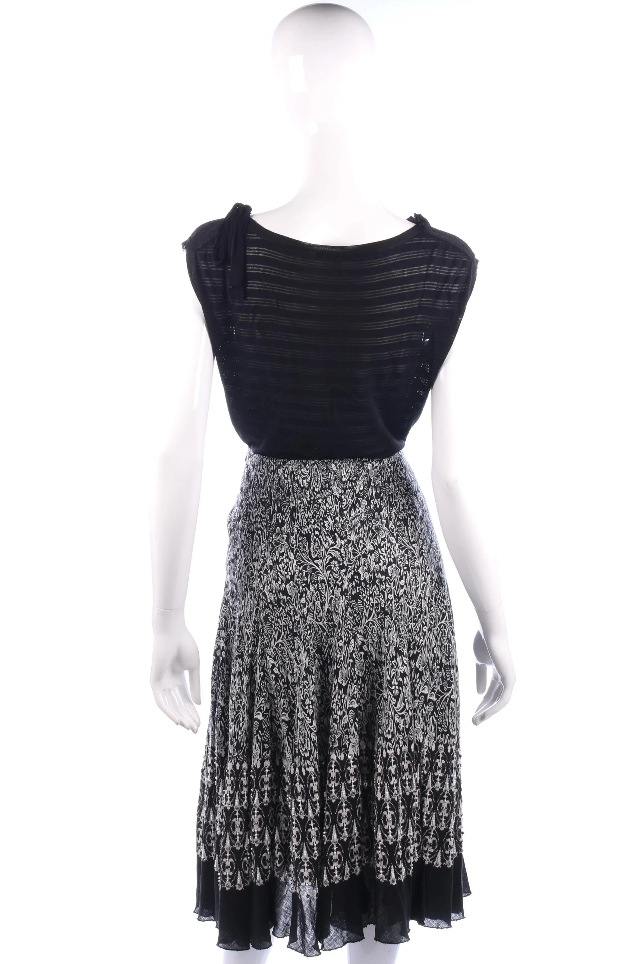 Renato Nucci Skirt Linen Black and Silver Patter with Beads Size UK 10