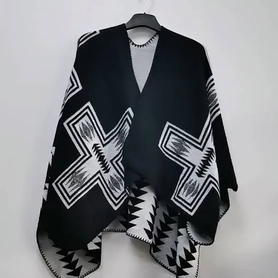 Reversible Black Wrap Shawl Free Size