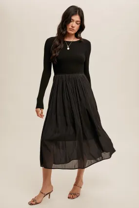 Ribbed Contrast Dress 5764 in Black