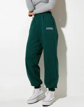 Roider Jogger in Bottle Green 'Angel' Embro in White