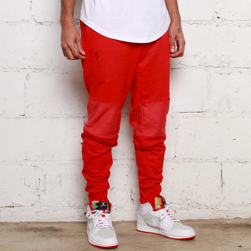 Rudimental Paneled Terry Joggers Red