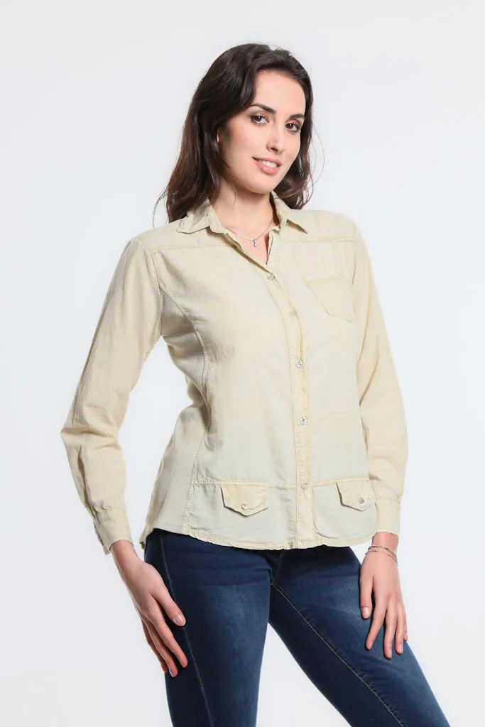 Ryder Button Front Tab Pocket Top (BLS148)