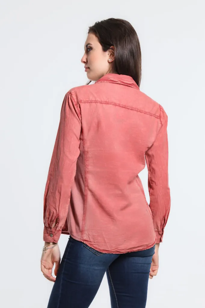 Ryder Button Front Tab Pocket Top (BLS148)