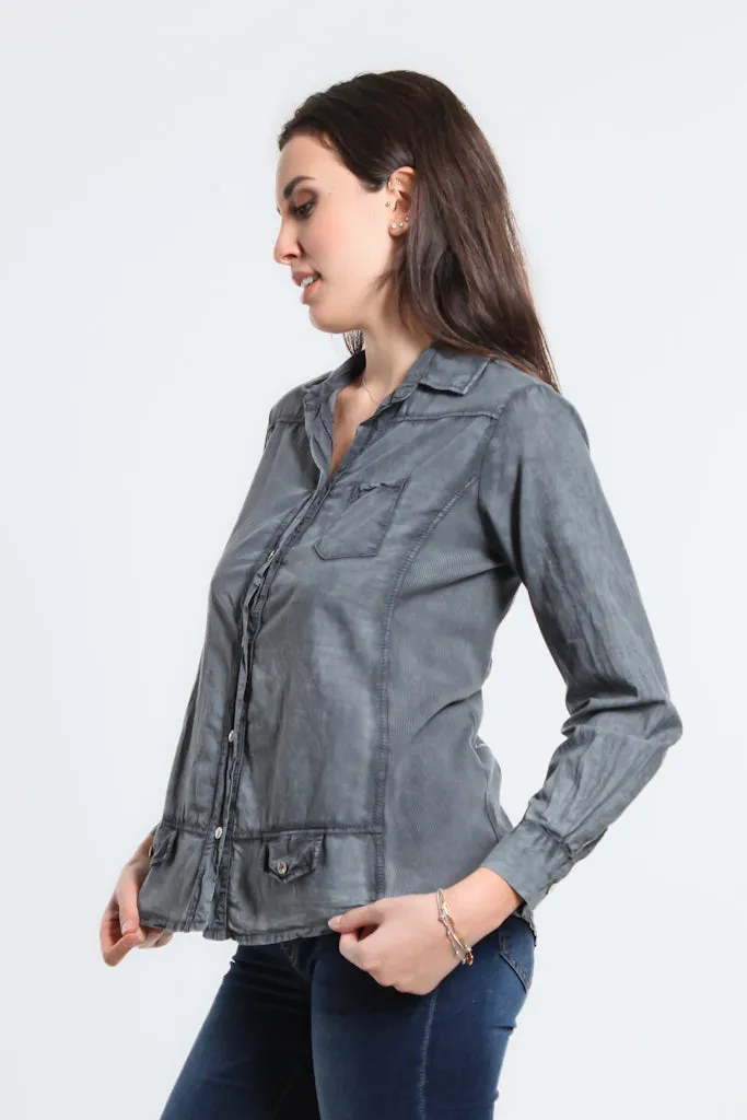 Ryder Button Front Tab Pocket Top (BLS148)