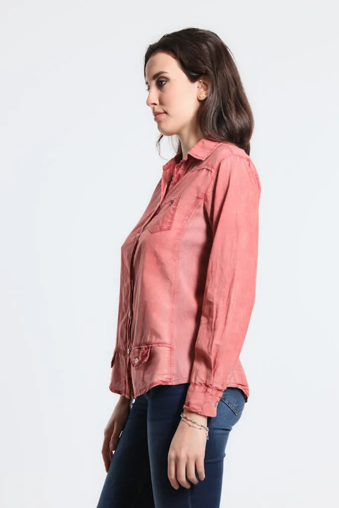 Ryder Button Front Tab Pocket Top (BLS148)