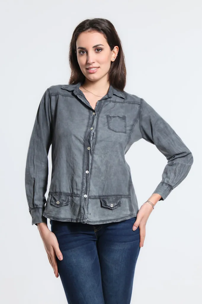 Ryder Button Front Tab Pocket Top (BLS148)