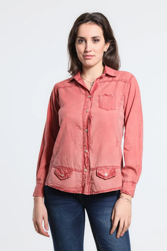 Ryder Button Front Tab Pocket Top (BLS148)