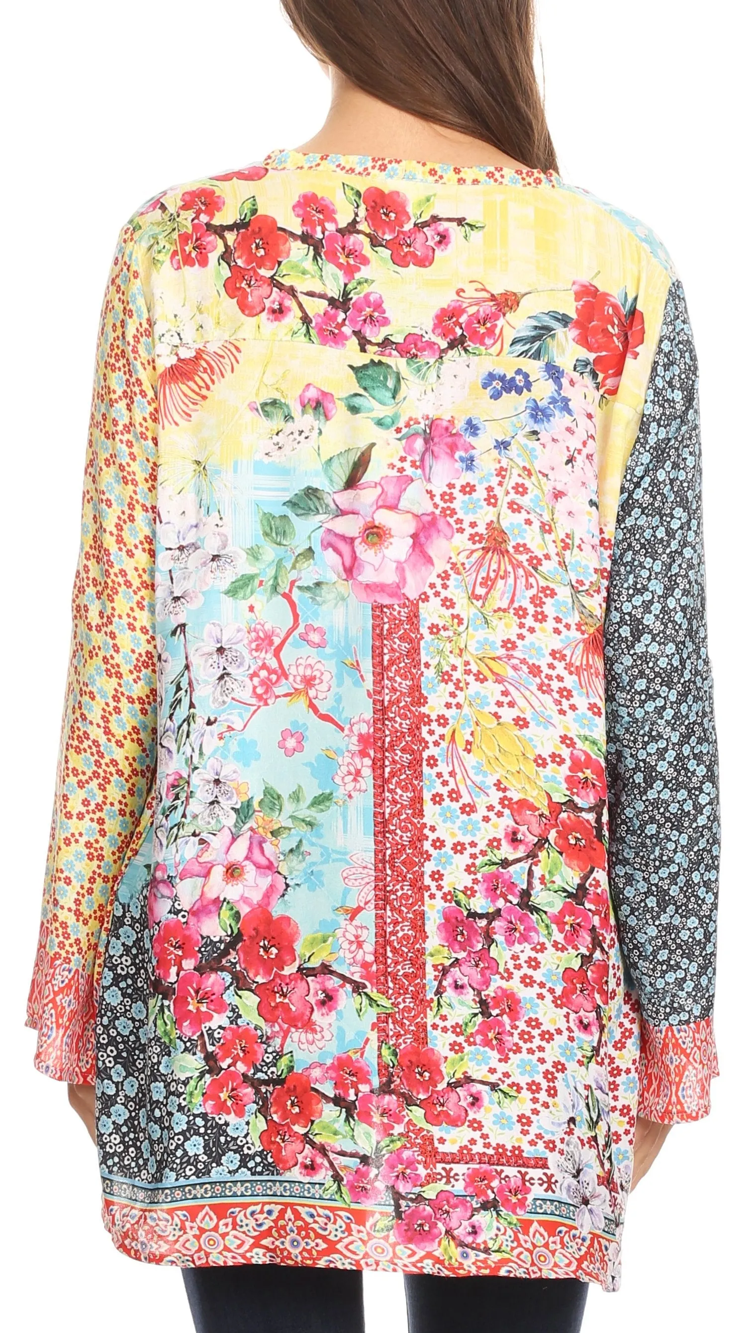 Sakkas Ince Womens  Long Sleeve Everyday Top Tunic Colorful and Lightweight