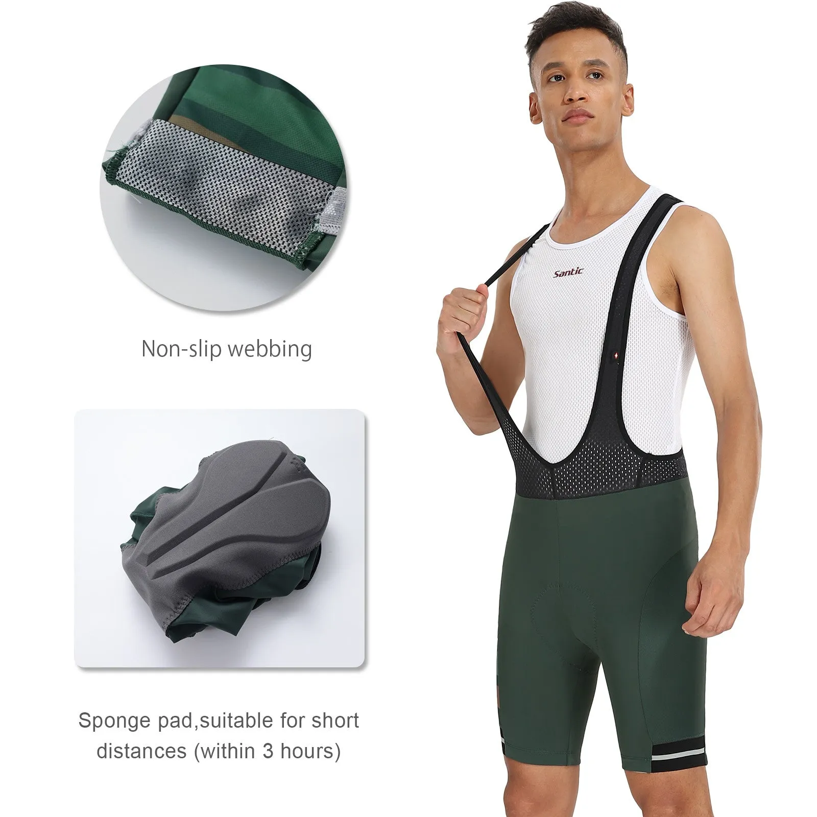 Santic Dante Green Men Padded Cycling Bib Short