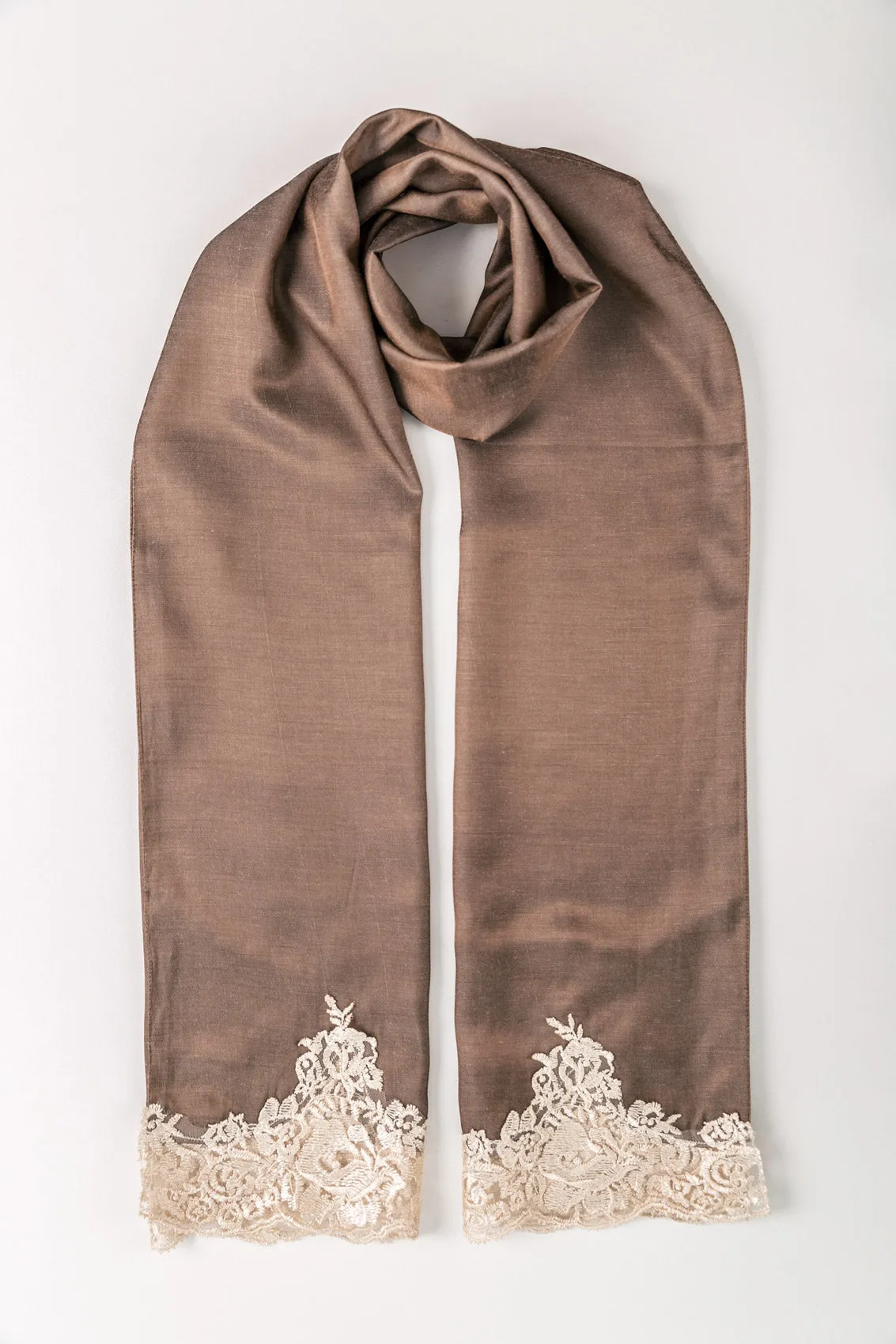 SATIN LACE TRIM SCARF