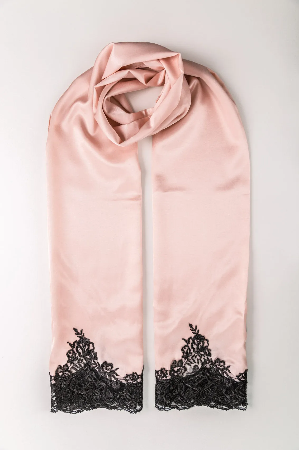 SATIN LACE TRIM SCARF