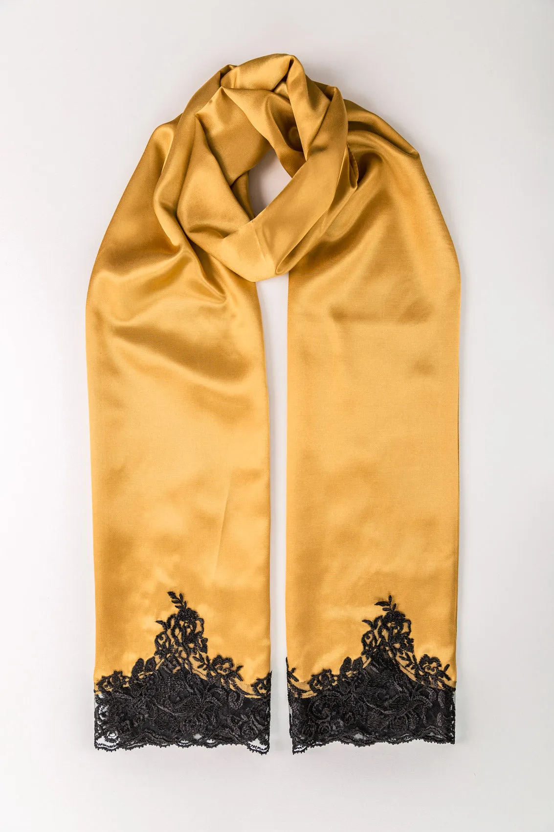 SATIN LACE TRIM SCARF