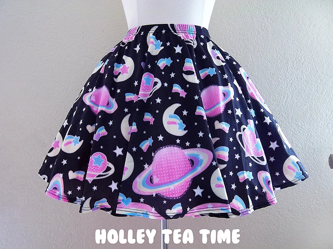 Saturn's wish black skater skirt [made to order]