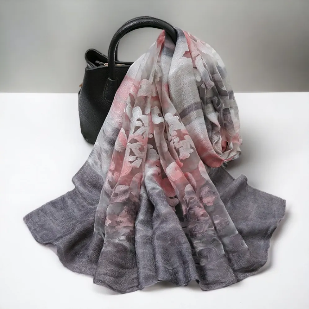 Scarf For Women Silky Touch Floral Gradient