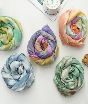 Scarf Soft Lightweight Tie Dye Multicolour