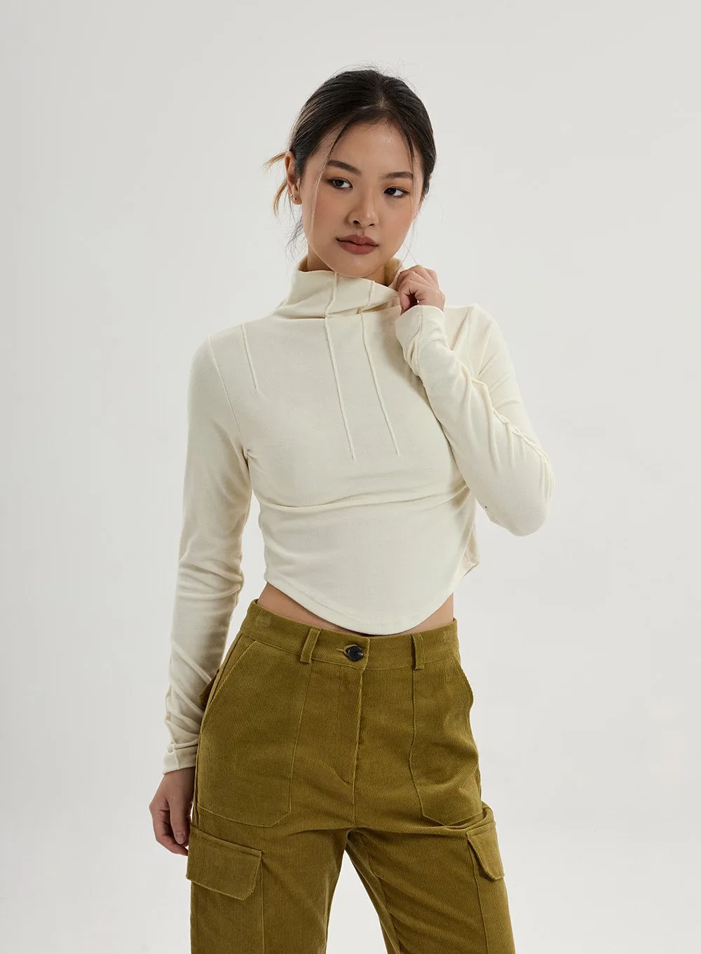 Semi Turtleneck Long Sleeves Crop Top CN17