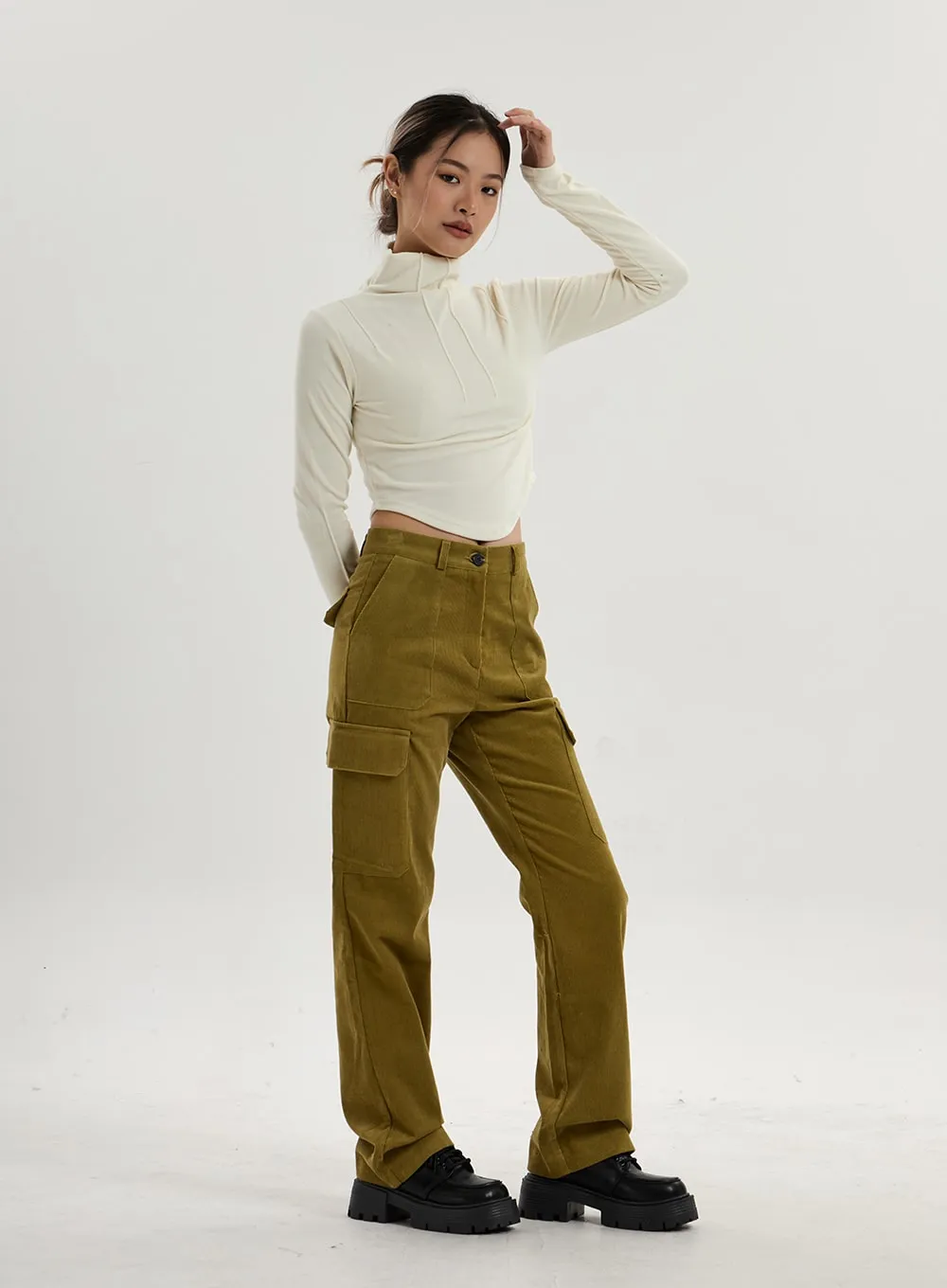 Semi Turtleneck Long Sleeves Crop Top CN17