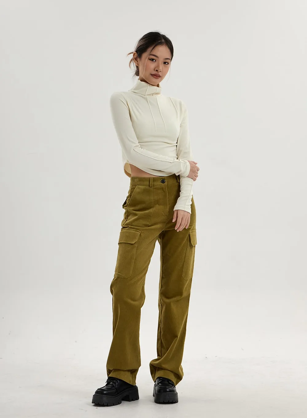 Semi Turtleneck Long Sleeves Crop Top CN17