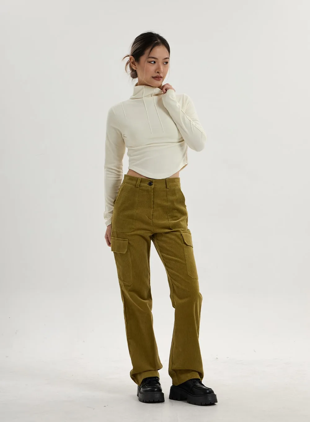 Semi Turtleneck Long Sleeves Crop Top CN17