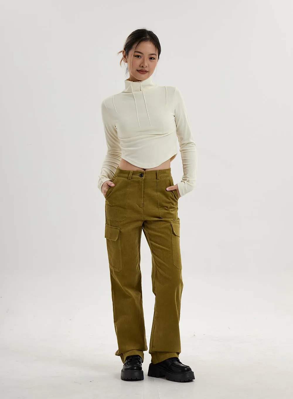 Semi Turtleneck Long Sleeves Crop Top CN17