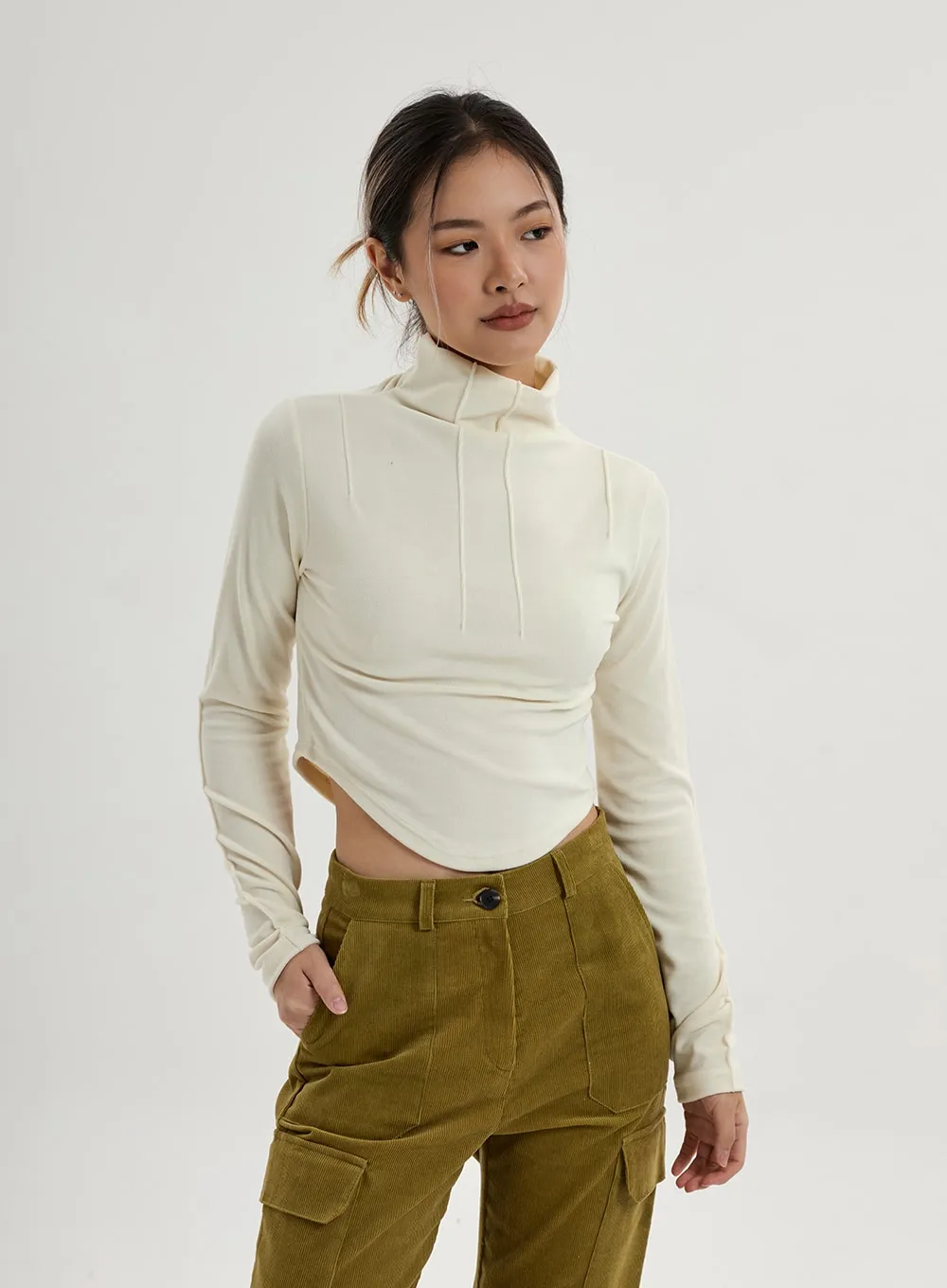 Semi Turtleneck Long Sleeves Crop Top CN17