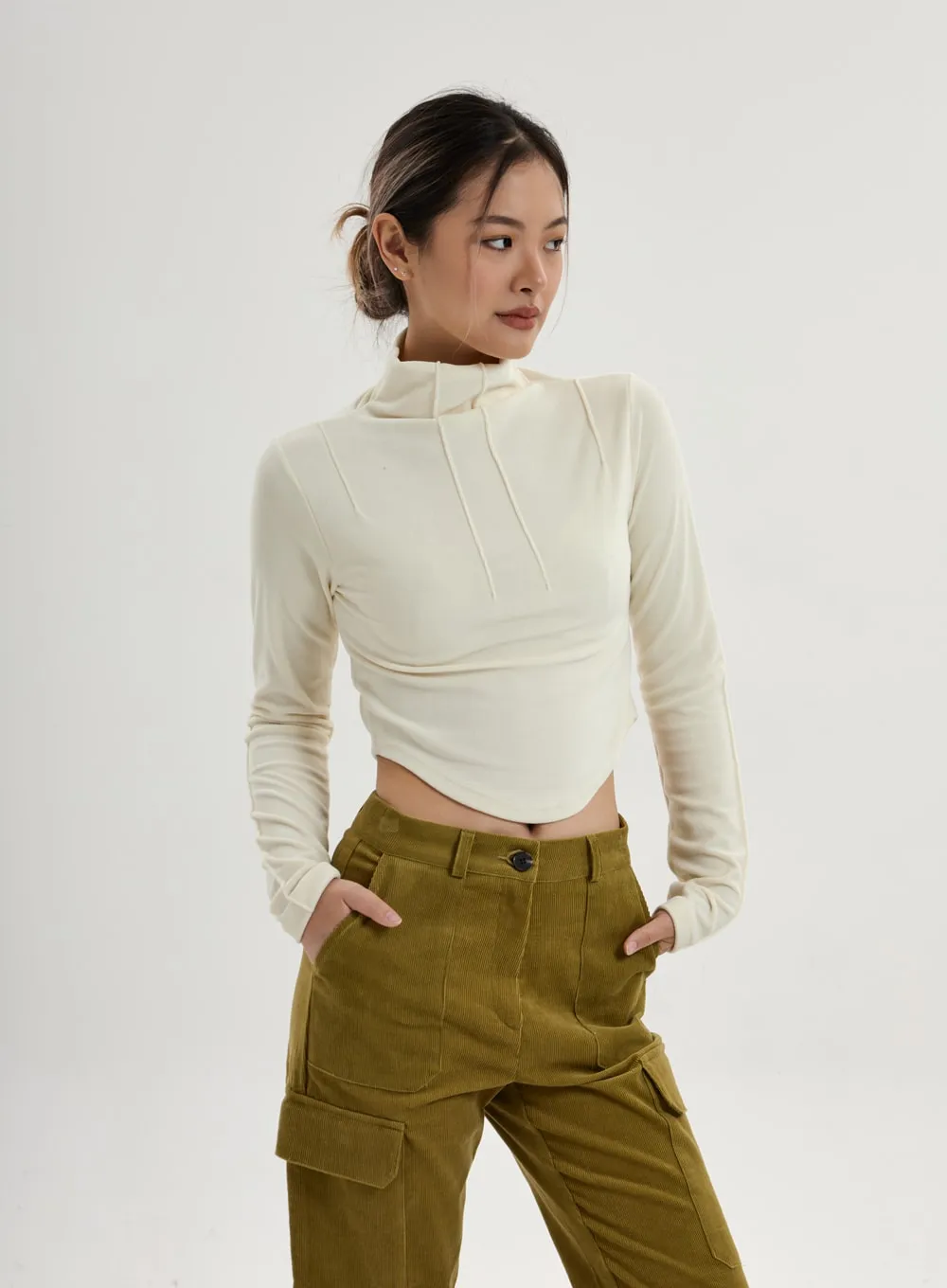 Semi Turtleneck Long Sleeves Crop Top CN17