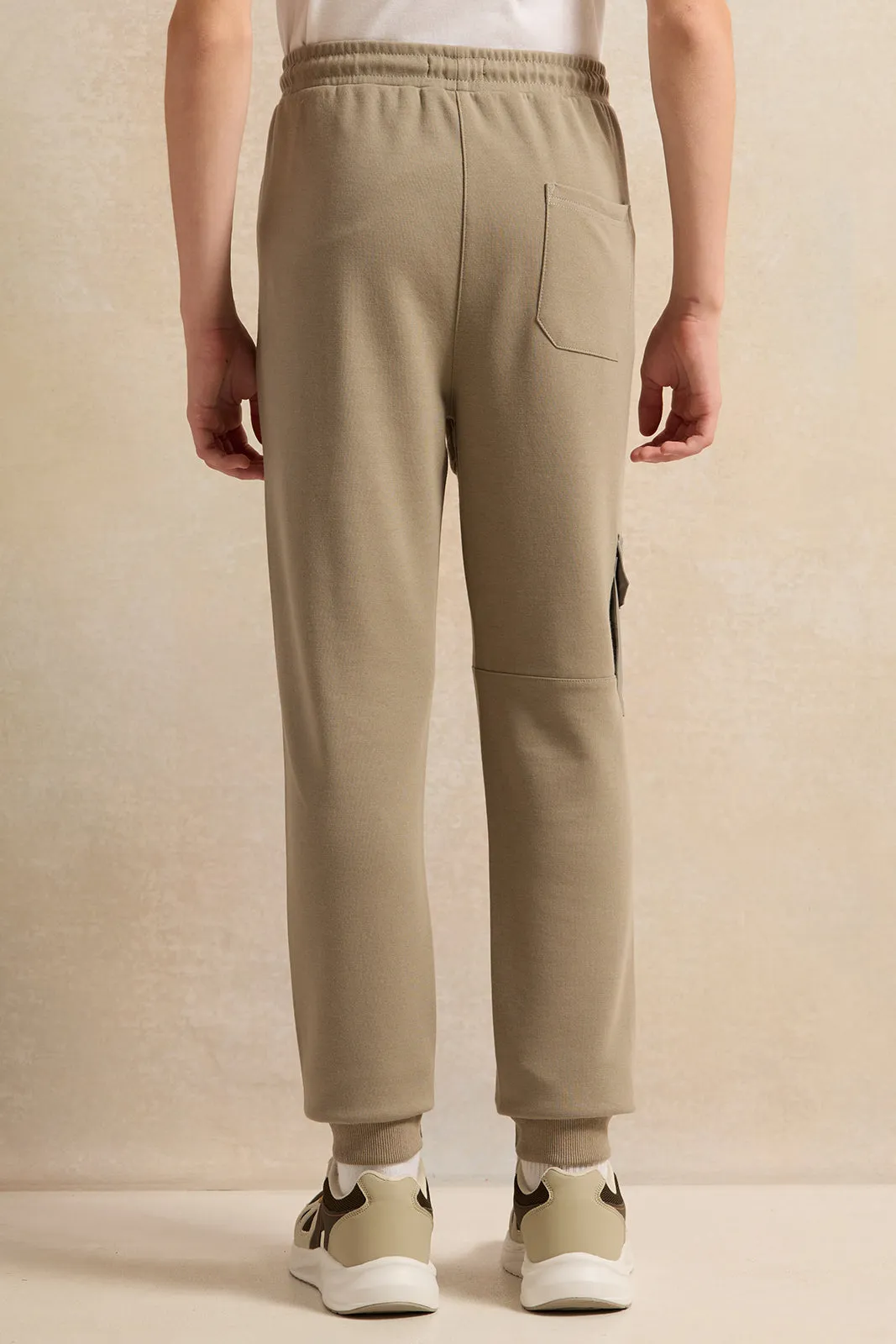 Senior Boys Grey And Beige Cargo Active Pants