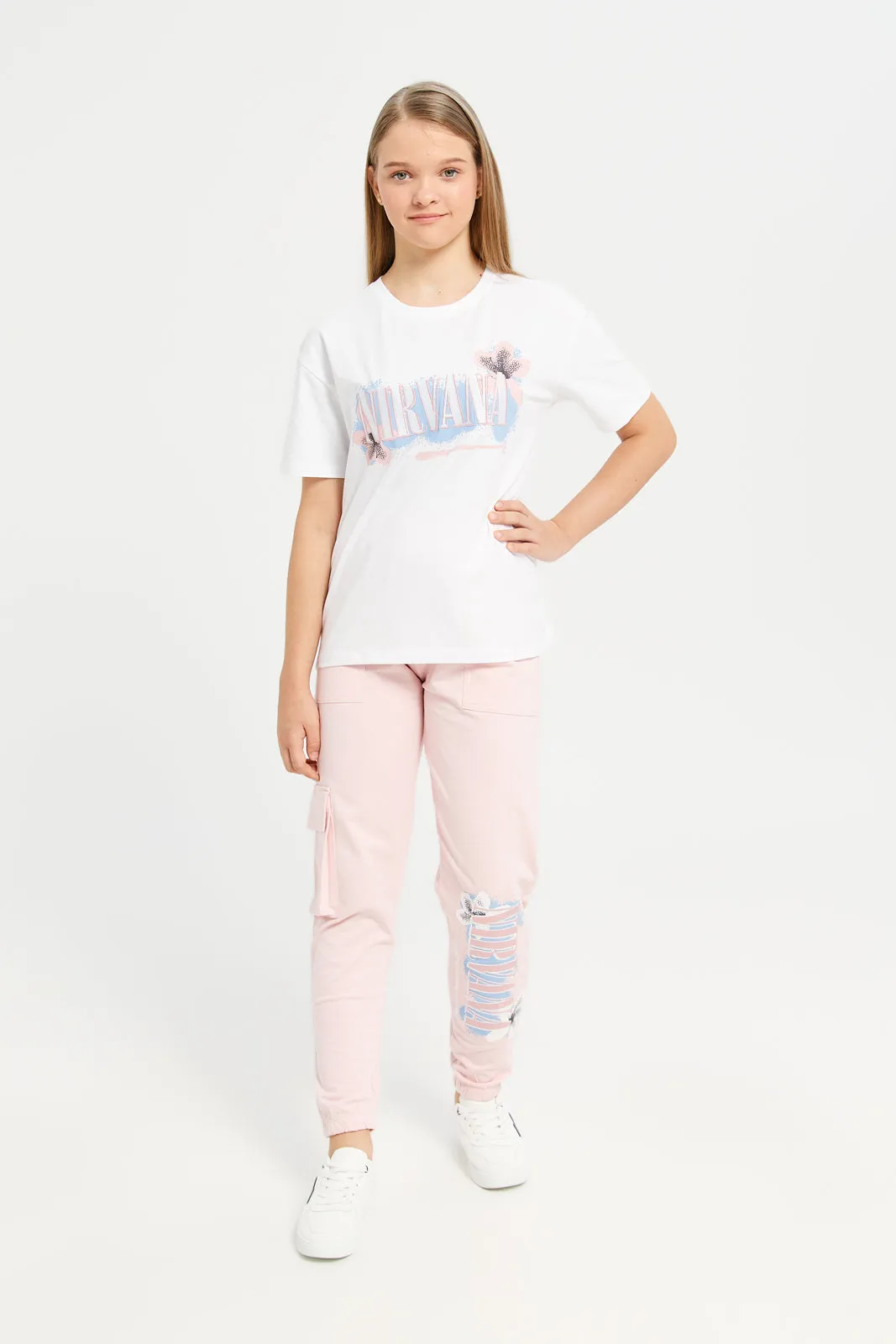 Senior Girls Pink Nirvana Cargo Pocket Jogger