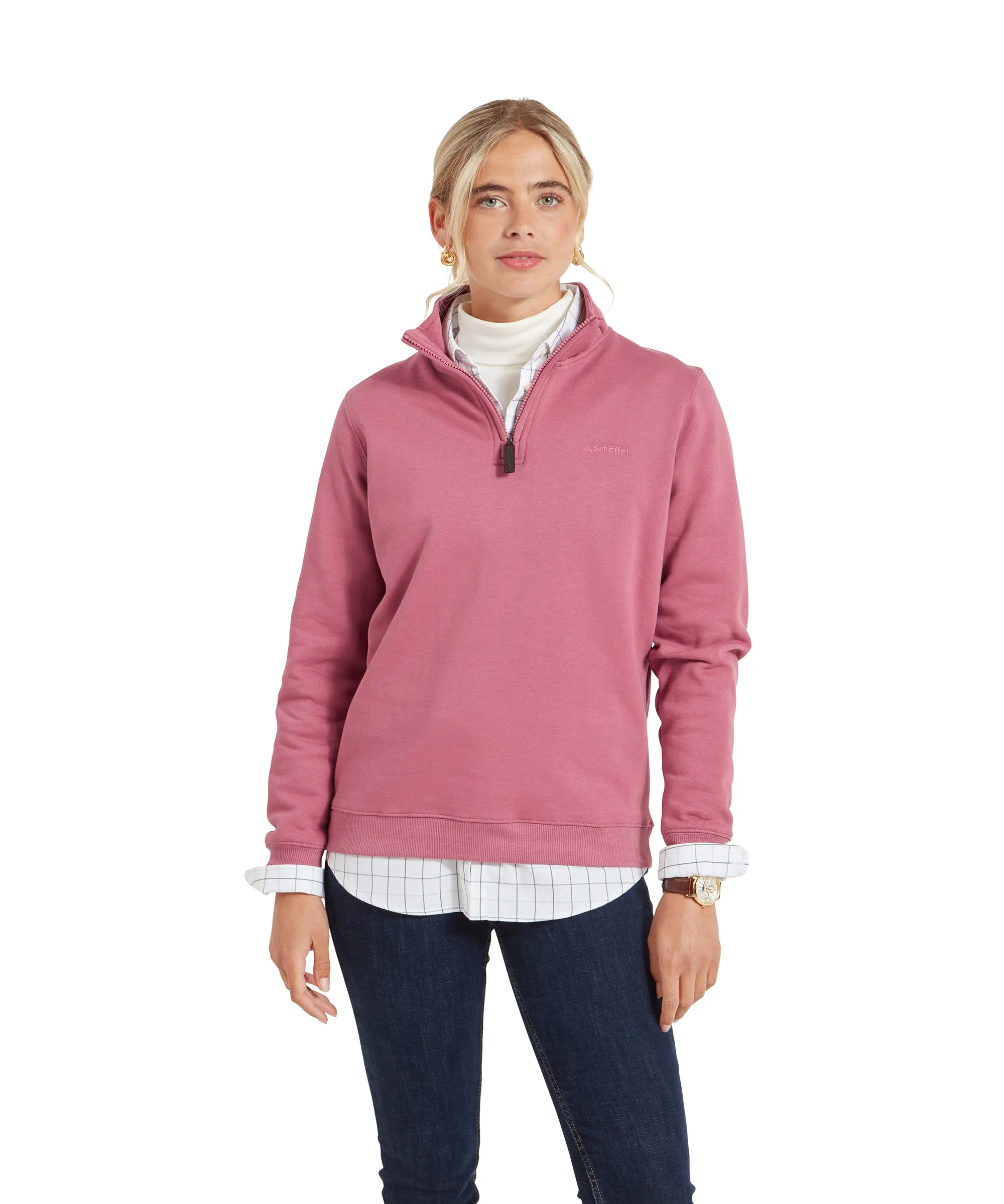 Sennen Cove Quarter Zip Sweatshirt - Dark French Rose