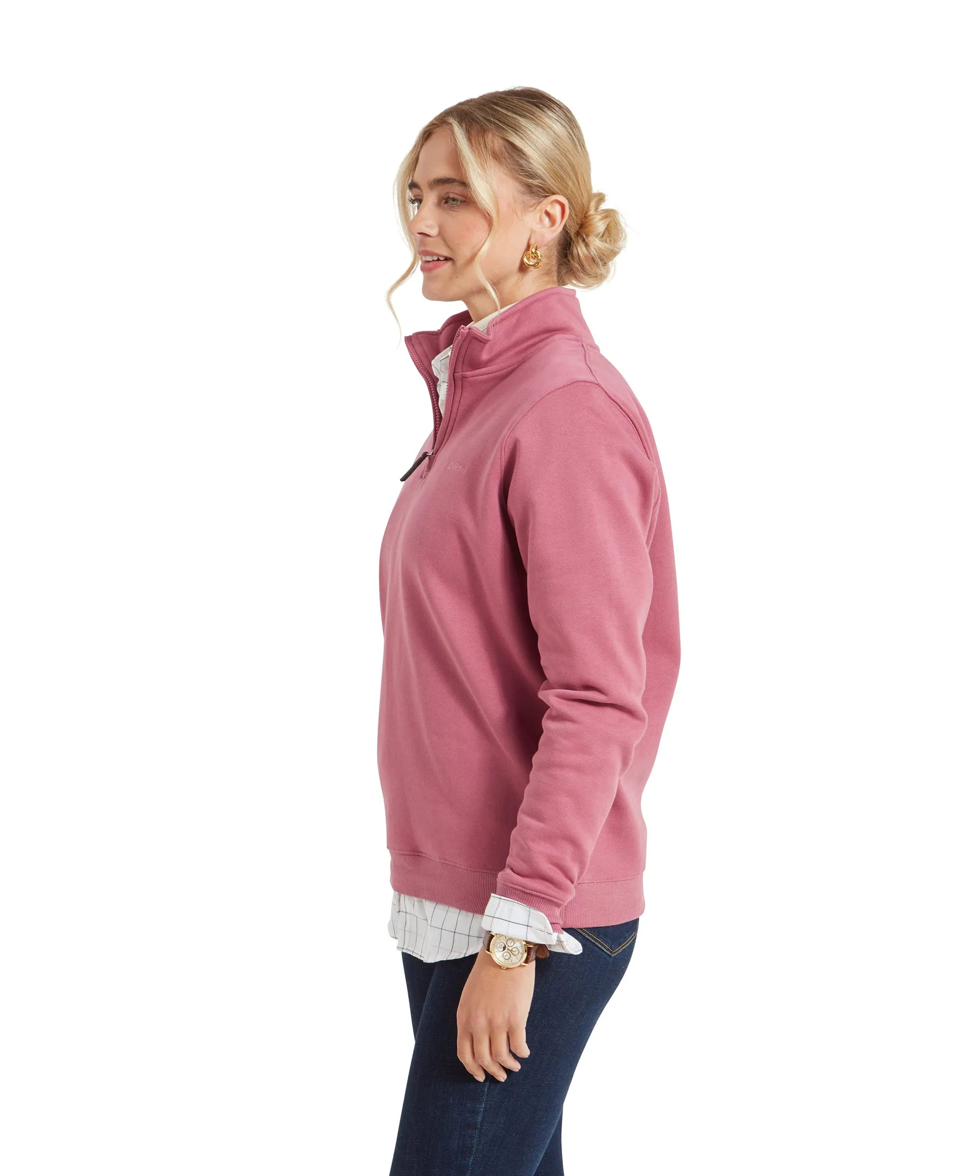 Sennen Cove Quarter Zip Sweatshirt - Dark French Rose