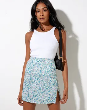 Sheny Mini Skirt in Flower Power Blue