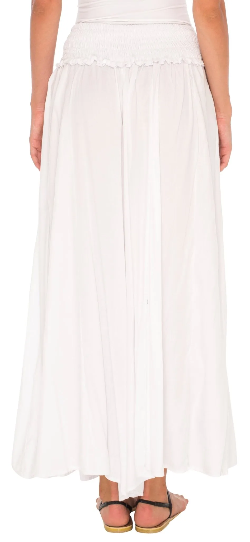 SHU-SHI Flowy Palazzo Pants for Women - Wide Leg, Elastic Waistband, Layered Style, Side Pockets