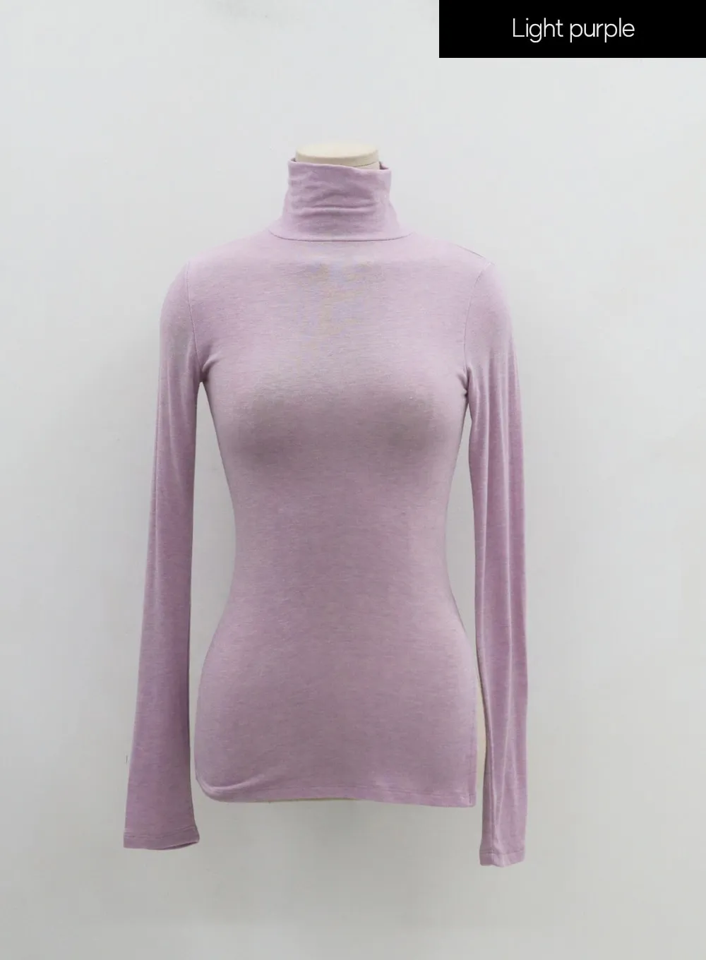 Side Cut Turtleneck Long Sleeve T-Shirt IO31