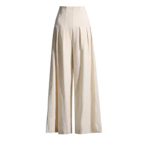 Solid Loose Wide Leg Pants For Women High Waist Tunic Ruched Temperament Trousers Female Summer Fashion Clothing