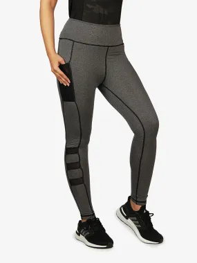 Solid Side Mesh - Compression Tights - 372 - Grey