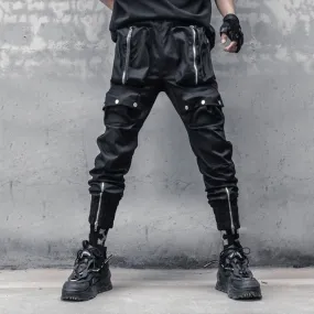 Tactical Functional Cargo Pants Joggers Men Zipper Multi-pocket Trousers Spring Hip Hop Streetwear Harem Pant Black WB717